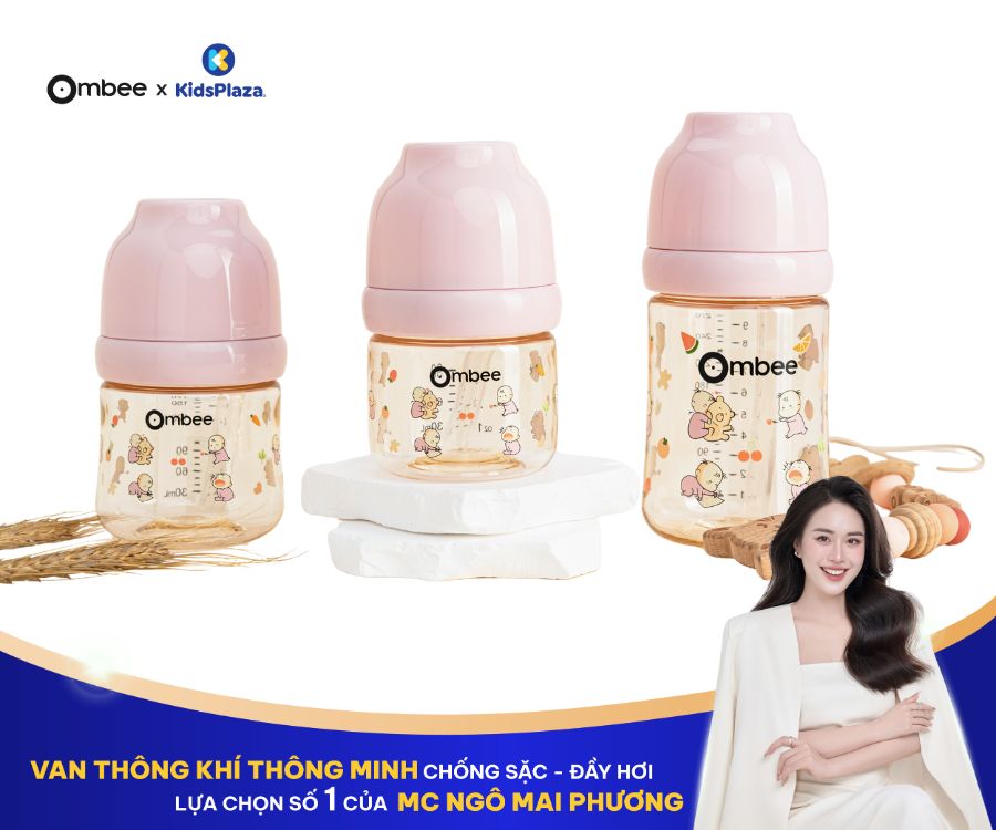 Bình sữa Ombee PPSU Anti-colic phiên bản Angel