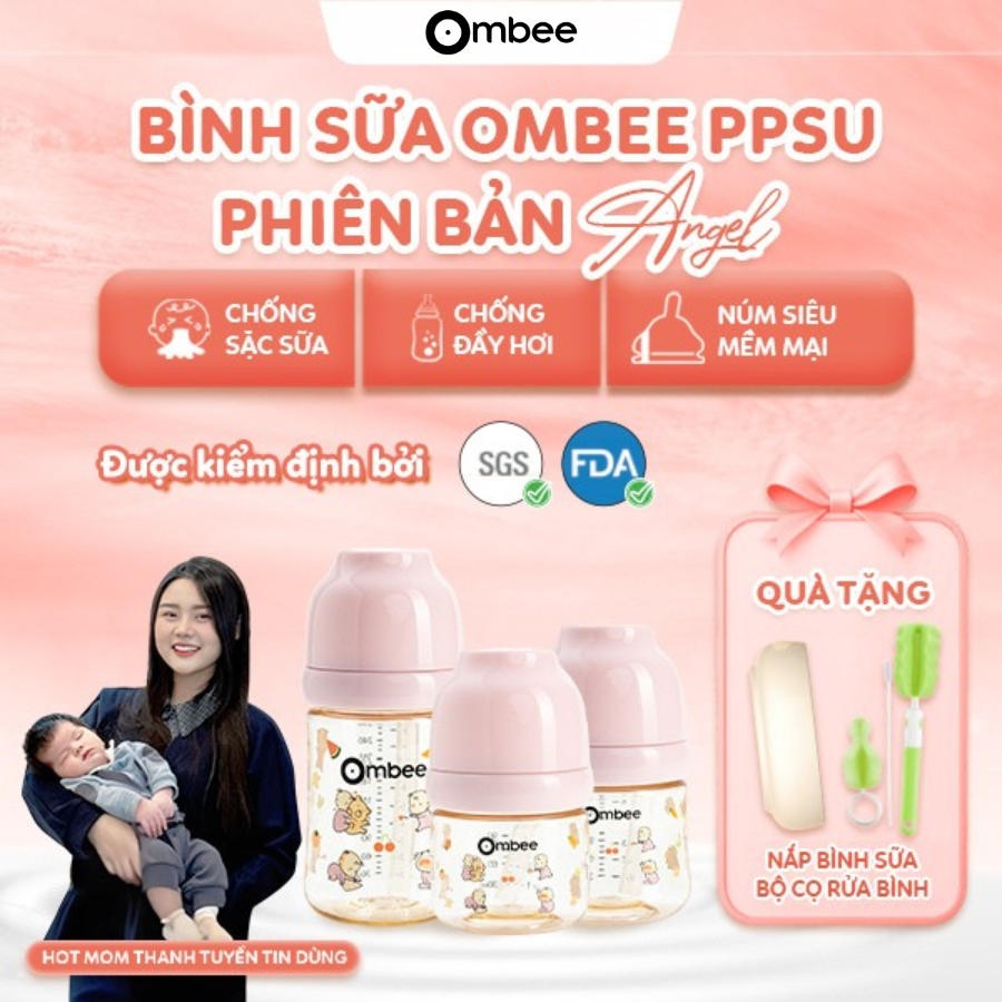 Bình sữa Ombee PPSU Anti-colic phiên bản Angel