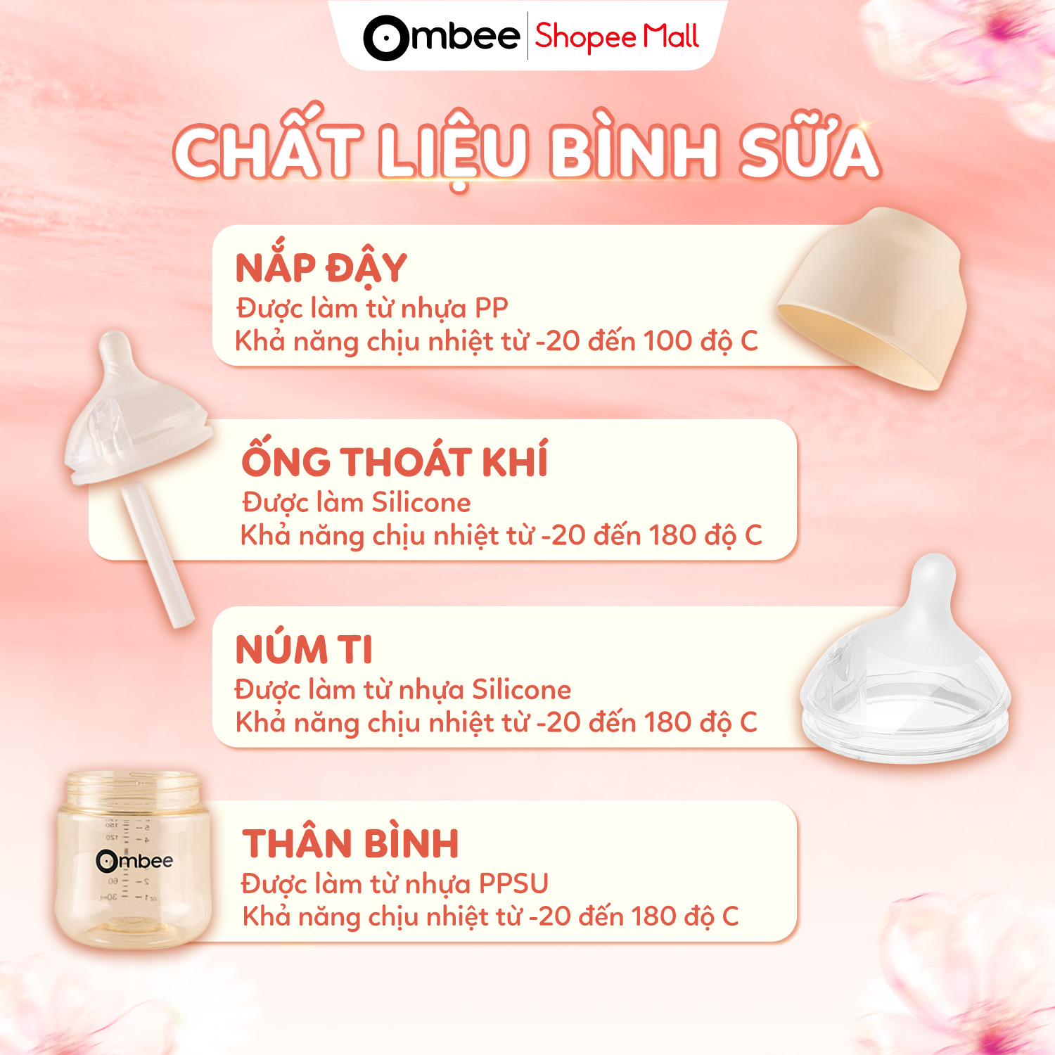 Bình sữa Ombee được mẹ bỉm yêu thích bởi những tính năng ưu việt giúp mỗi cữ bú của con được đảm bảo dinh dưỡng, lượng sữa được tăng hơn