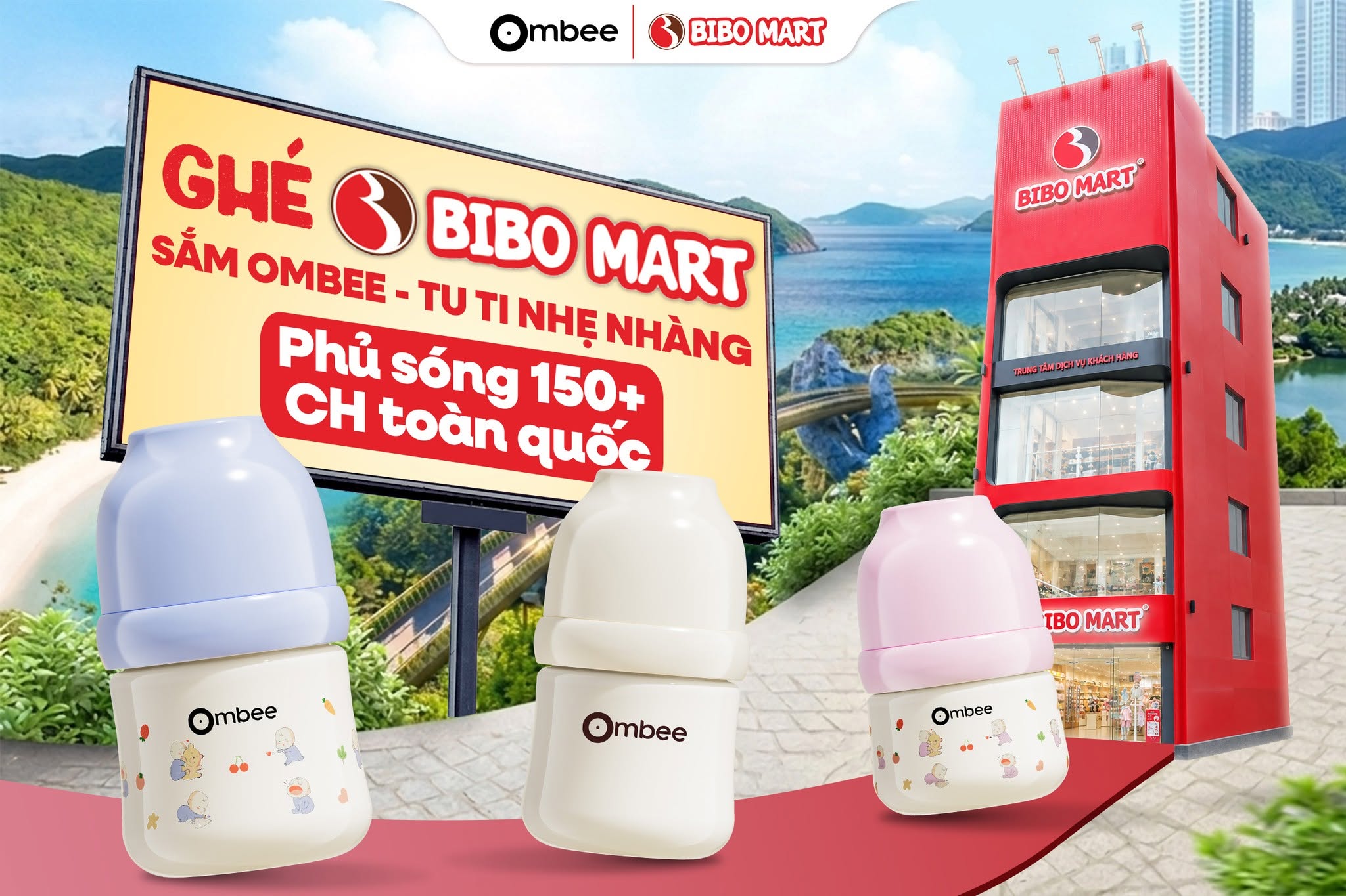 Ba mẹ có thể dễ dàng tìm thấy BST bình sữa Ombee Anti-Colic trên kệ hàng trên toàn hệ thống Bibo Mart